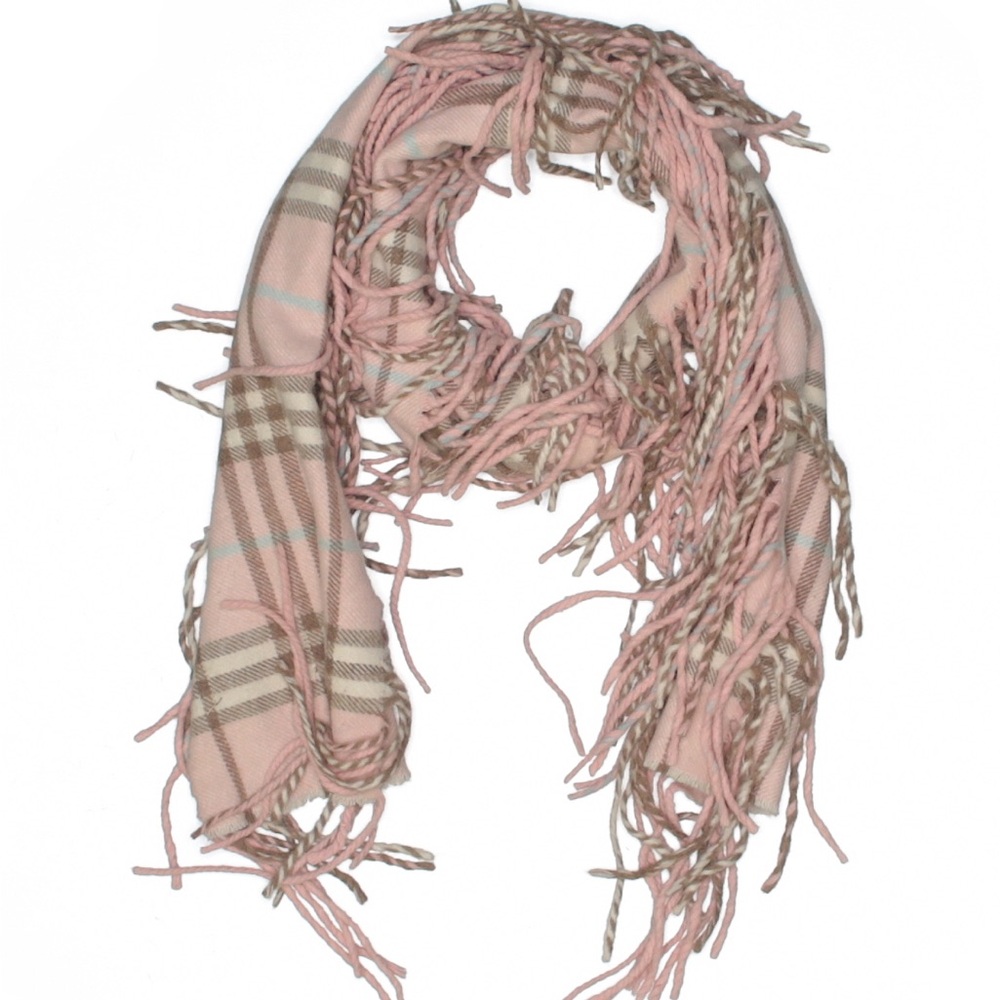 Burberry Pink Plaid Fringe Scarf